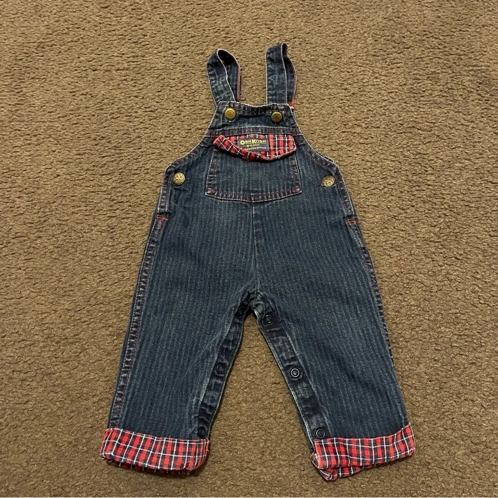 Vintage OshKosh B’Gosh Denim Plaid Overalls